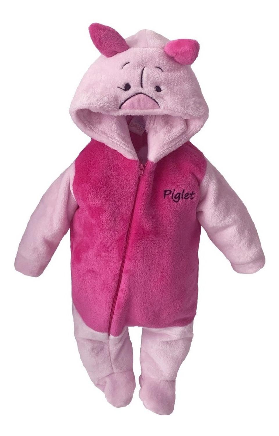 Kit 3 Mamelucos Disney para Bebé con Gorro Bordado Dumbo, Angel, Piglet