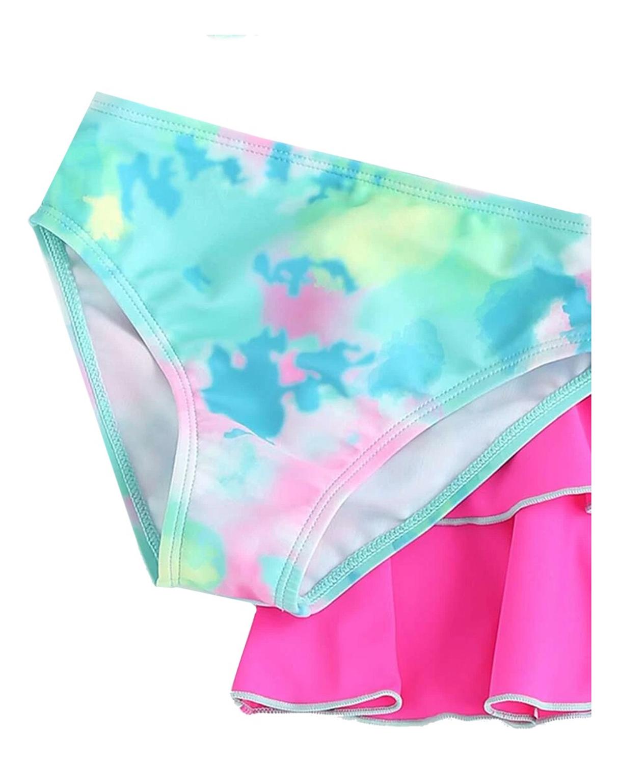 Conjunto De Traje De Baño Para Niña Con Falda, Juego 3 Pzas