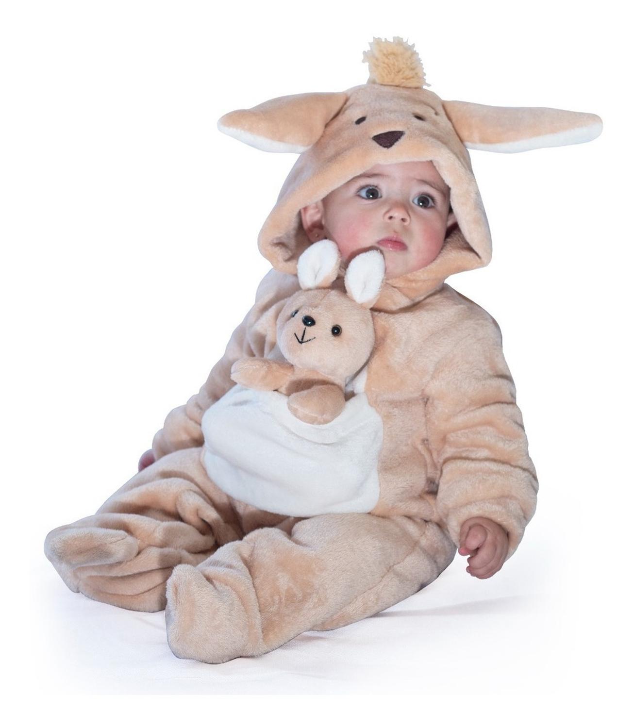 Mameluco Kiss para Bebé con Gorro Bordado Canguro con Peluche