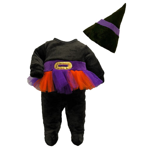 Mameluco Bordado Con Gorro Kiss Halloween Brujita Morada