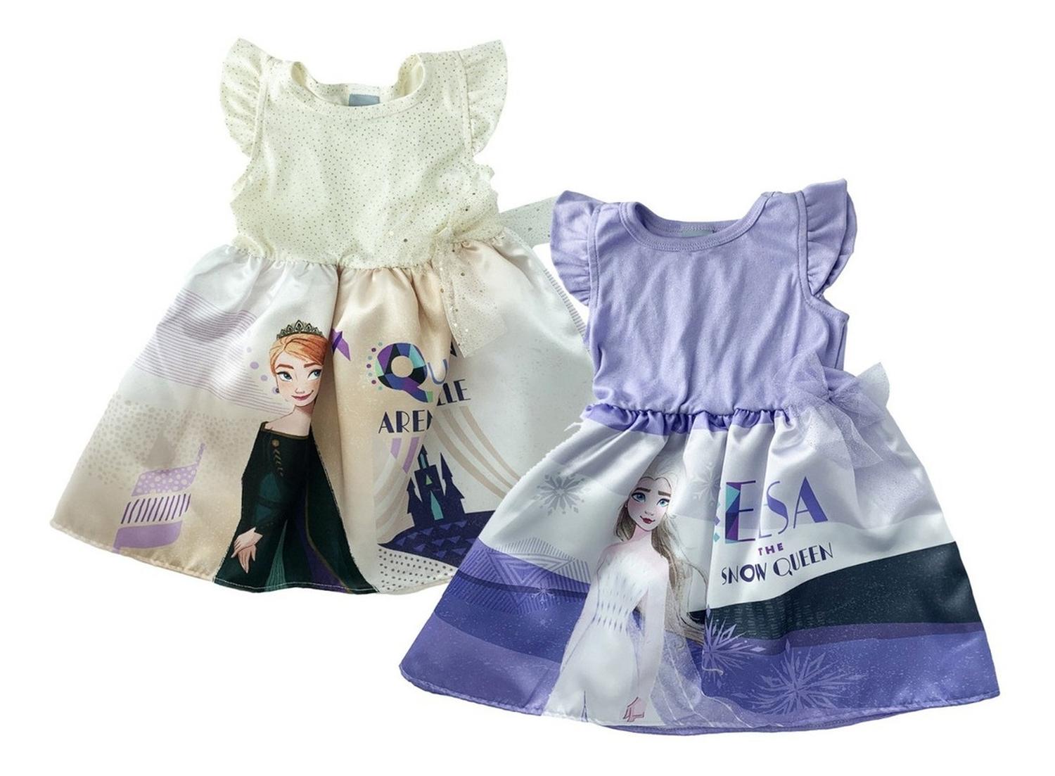 Kit 2 Vestidos Disney para Nina Glitter Sublimado Frozen 2