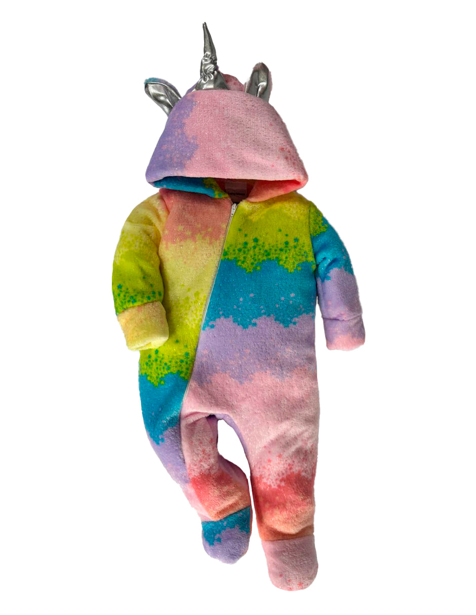 Mameluco Con Gorro Unicornio Foil Corazones