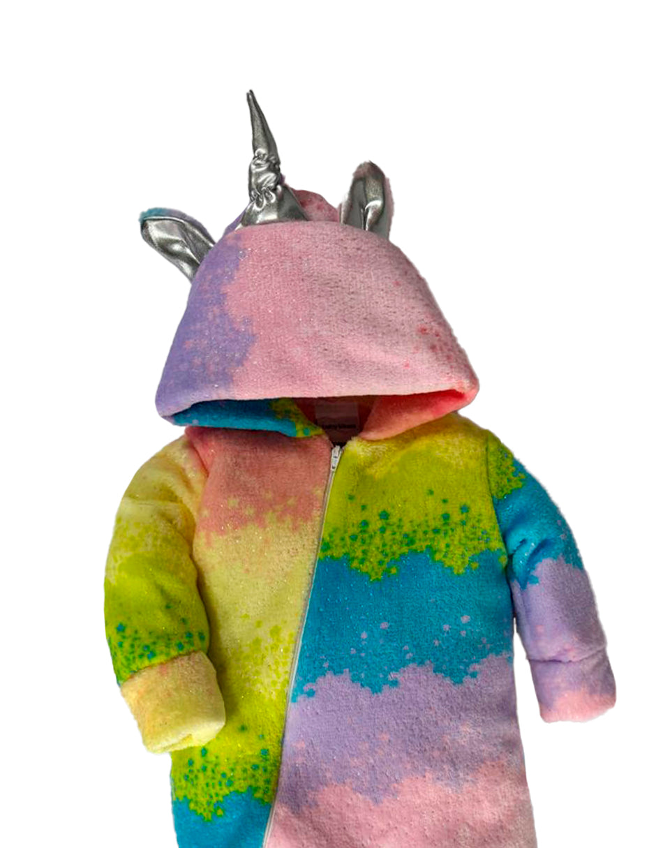 Mameluco Con Gorro Unicornio Foil Corazones