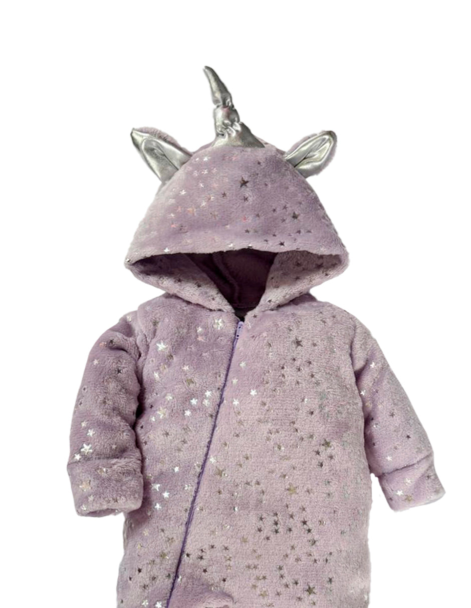 Mameluco Con Gorro Unicornio Foil Corazones