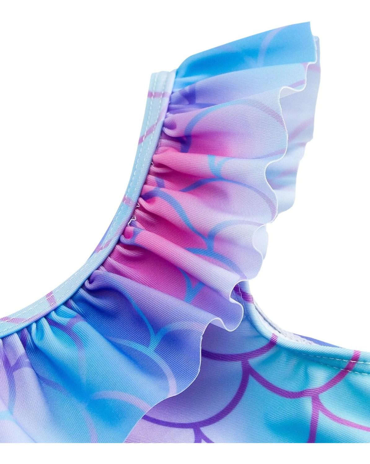 Traje De Baño Entero Para Niña Con Diseño De Escamas Sirena