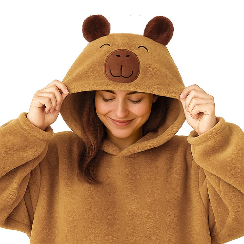 Maxi Sudadera Adulto con Gorro Bordado Kiss Capibara