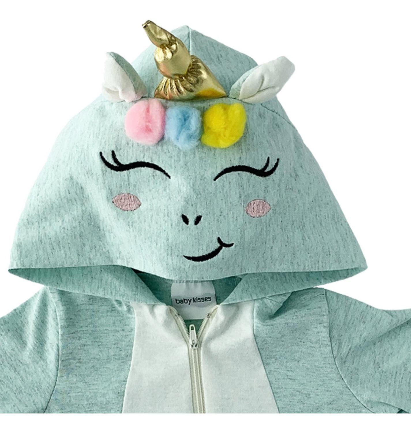 Pañalero Algodón Kiss para Bebé con Gorro Bordado Unicornio Verde