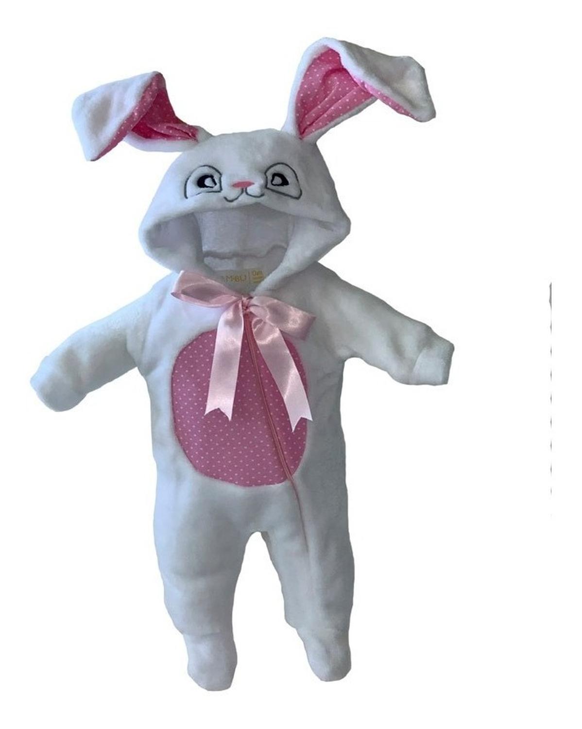 Kit 3 Mamelucos Kiss para Bebé con Gorro Bordado Borrega, Canguro, Coneja