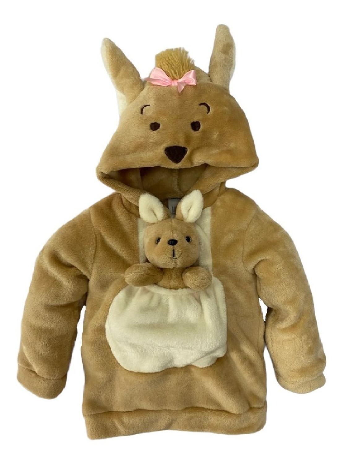 Conjunto Con Gorro Canguro Con Moño Y Peluche