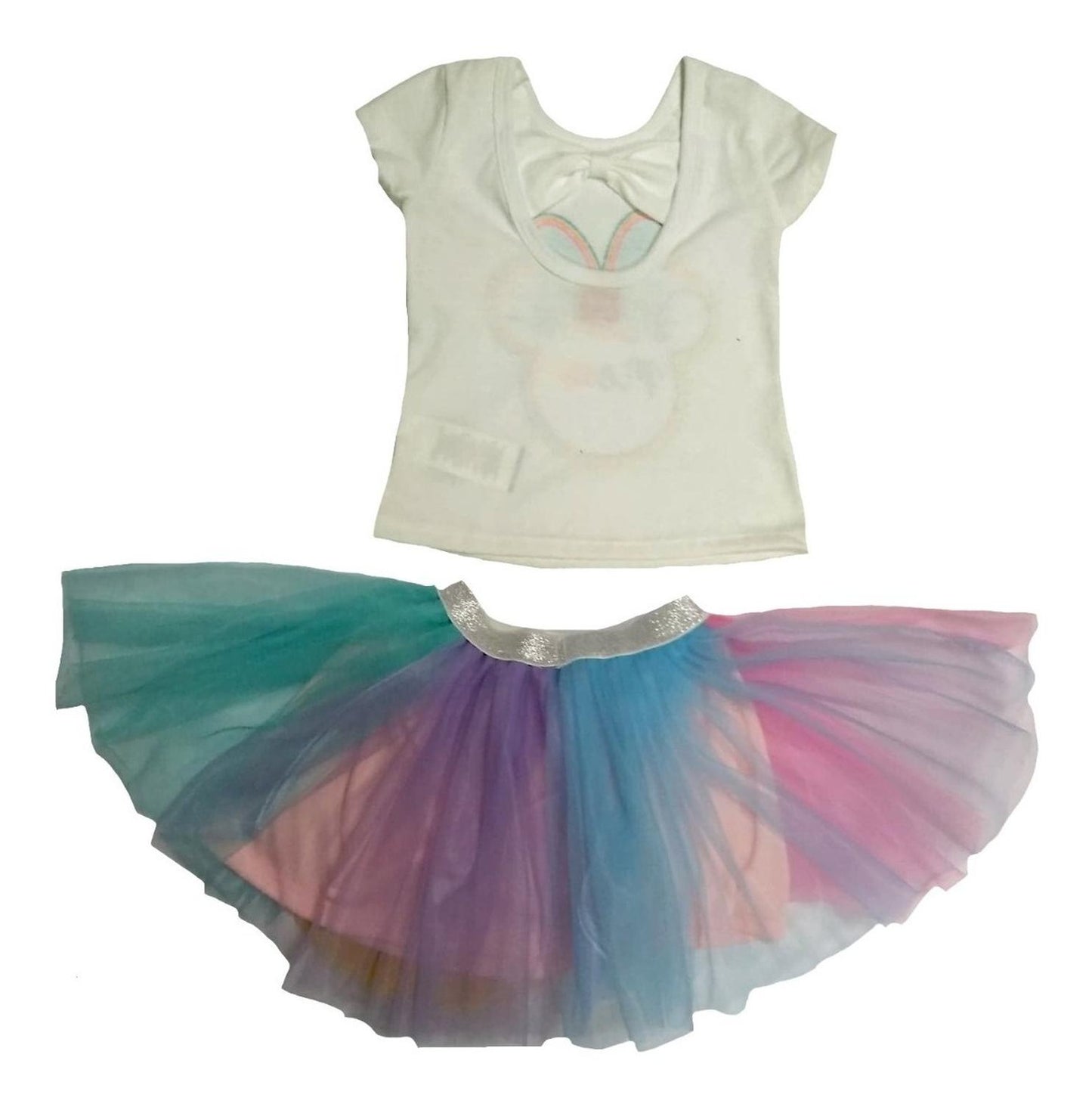 Conjunto 2 piezas Disney para Niña Algodón Minnie Mouse Tutu Plata