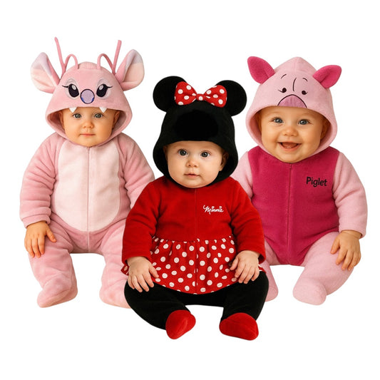 Kit 3 Mamelucos Disney para Bebé con Gorro Bordadoy Minnie, Angel, Piglet