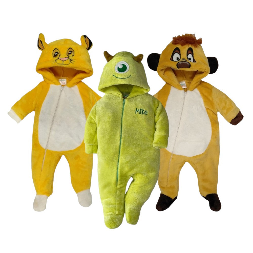 Kit 3 Mamelucos Disney para Bebé con Gorro Bordado Simba, Mike, Timon