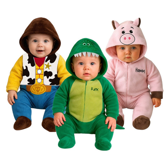 Kit 3 Mamelucos Disney para Bebé con Gorro Bordado Woody, Rex, Hamm