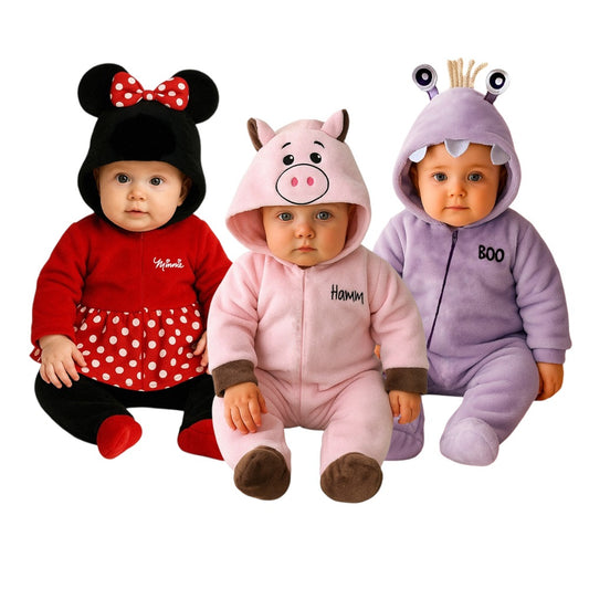 Kit 3 Mamelucos Disney para Bebé con Gorro Bordado Boo, Minnie, Hamm
