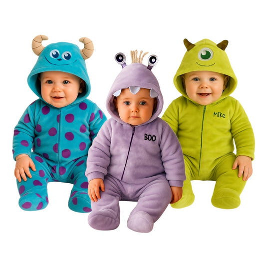 Kit 3 Mamelucos Disney para Bebé con Gorro Bordado Sulley, Boo, Mike