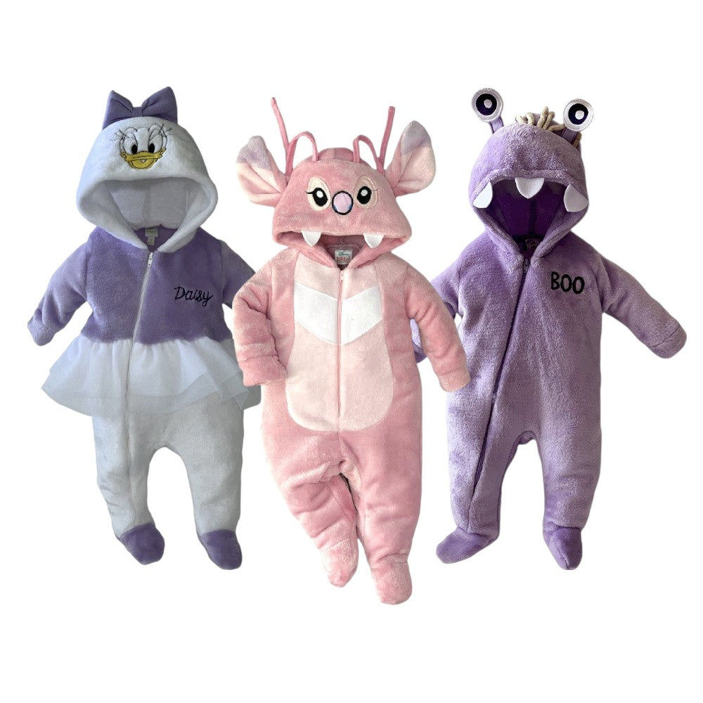 Kit 3 Mamelucos Disney para Bebé con Gorro Bordado Boo, Ángel, Daisy