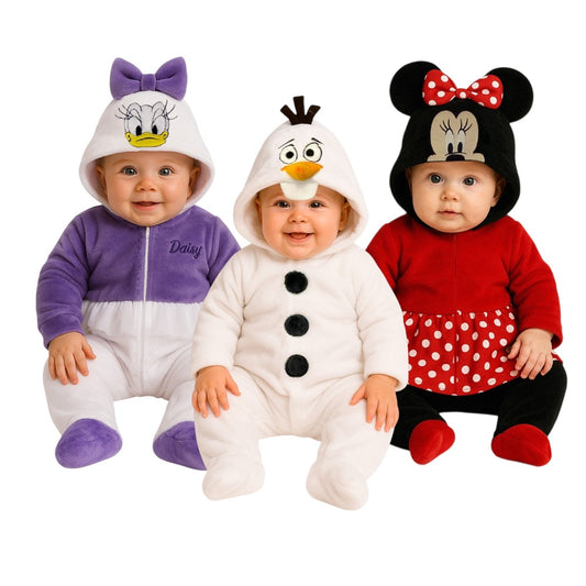 Kit 3 Mamelucos Disney para Bebé con Gorro Bordado Daisy, Olaf, Minnie