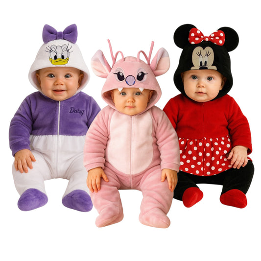 Kit 3 Mamelucos Disney para Bebé con Gorro Bordado Daisy, Ángel, Minnie