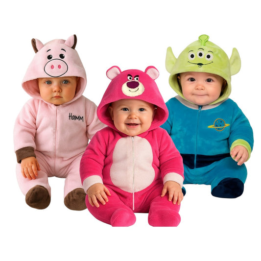 Kit 3 Mamelucos Disney para Bebé con Gorro Bordado Hamm, Alien, Lotso