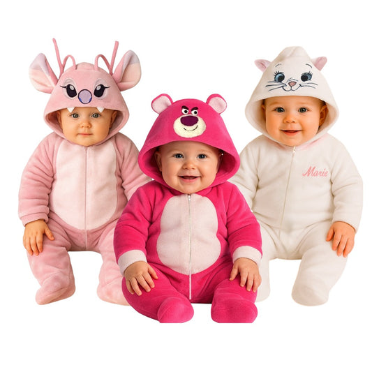 Kit 3 Mamelucos Disney para Bebé con Gorro Bordado Lotso, Marie, Angel
