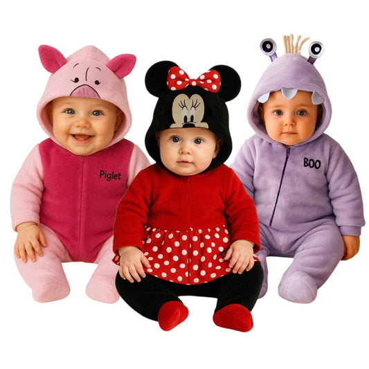 Kit 3 Mamelucos Disney Piglet, Minnie Mouse, Boo
