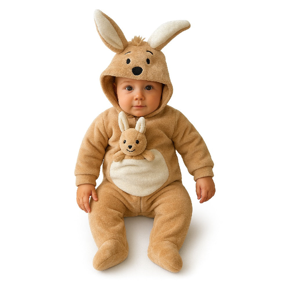 Mameluco Kiss para Bebé con Gorro Bordado Canguro con Peluche