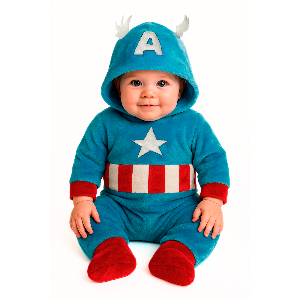 Kit 3 Mamelucos Marvel para Bebé con Gorro Bordado Spiderman, Capitán América, Ironman