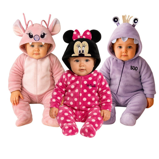 Kit 3 Mamelucos Disney Angela, Boo, Minnie Bolitas
