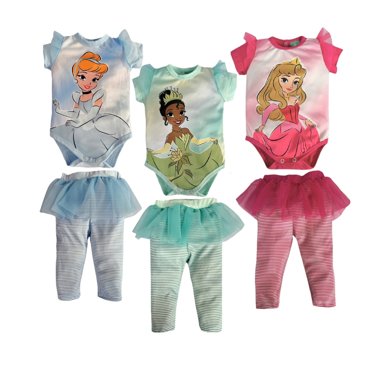 Kit 3 Conjuntos Multiprenda con leggins Disney Cenicienta, Aurora, Tiana