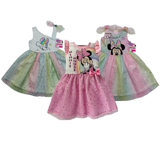 Kit 3 Vestidos Disney Minnie Mouse Glitter