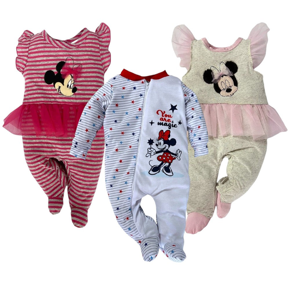 Kit 3 Mamelucos Algodón Disney Minnie Mouse