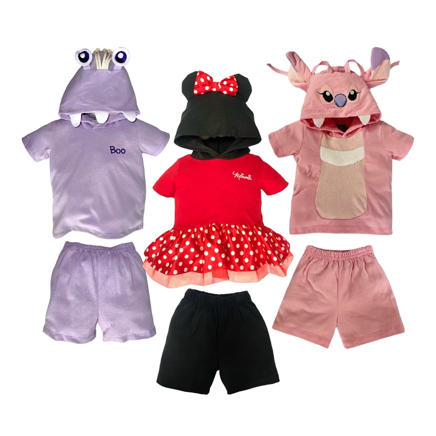 Kit 3 Conjuntos Disney Boo, Minnie Mouse, Angela
