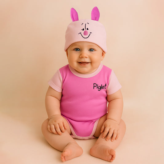 Pañalero Algodon Disney para Bebé con Gorro Bordado Piglet