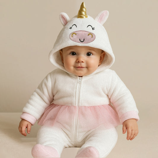 Mameluco Con Gorro Bordado Unicornio Rosa