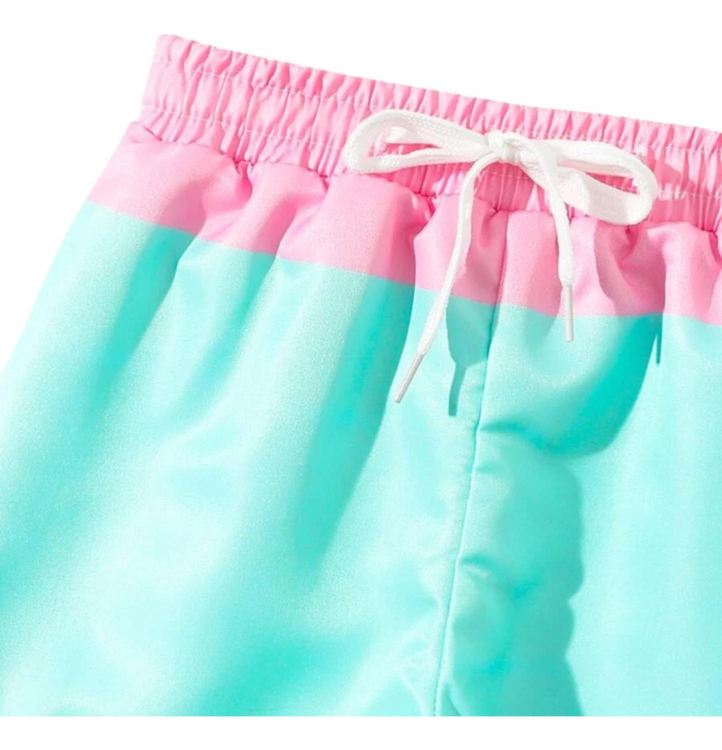 Traje De Baño Para Bebe Niño Estilo Short Boxer Bicolor