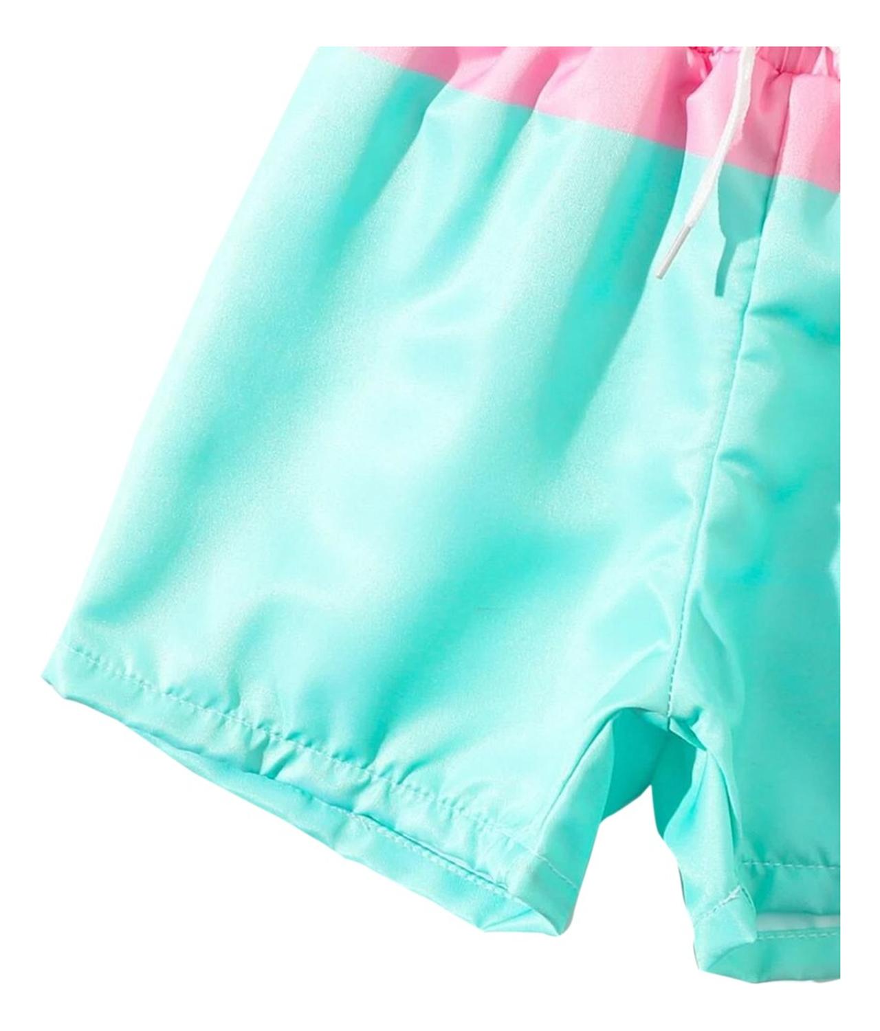 Traje De Baño Para Bebe Niño Estilo Short Boxer Bicolor