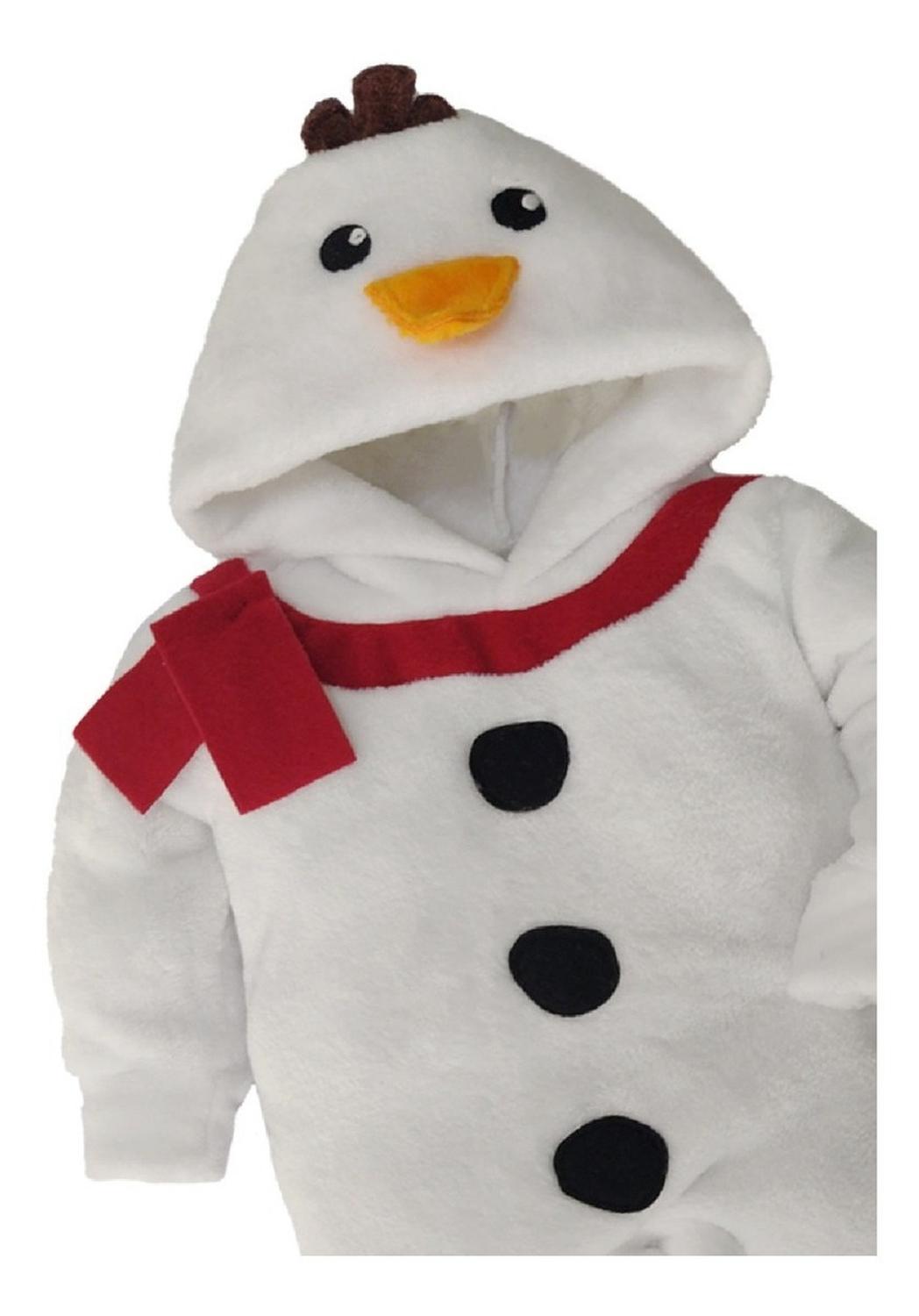 Mameluco Baby Kiss Con Gorro Bordado Muñeco De Nieve