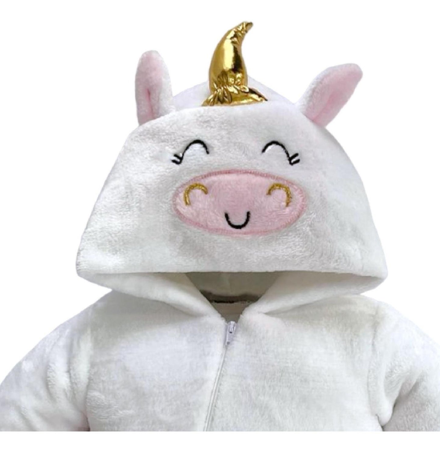 Mameluco Con Gorro Bordado Unicornio Rosa