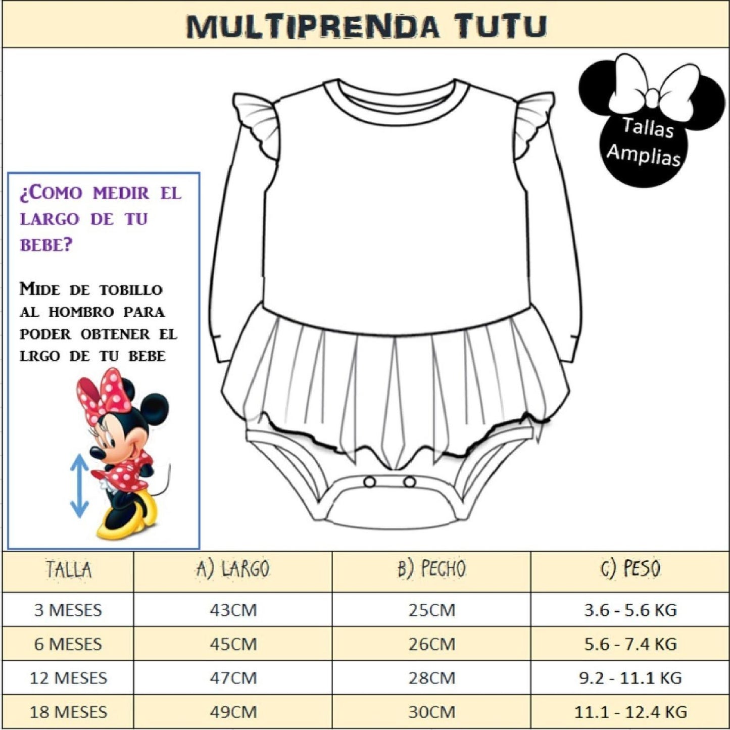 Vestido Pañalero Disney para Bebè Bordado Minnie Rojo