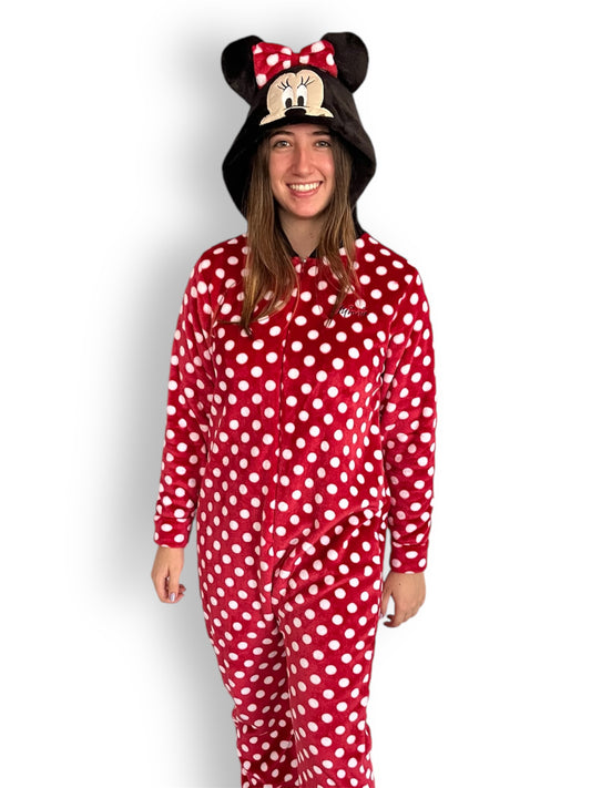 Mameluco Con Gorro Bordado Disney Minnie Mouse Dots Roja Carita