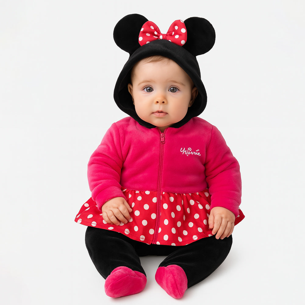 Kit 3 Mamelucos Disney para Bebé con Gorro Bordado Daisy, Minnie, Minnie Cara.