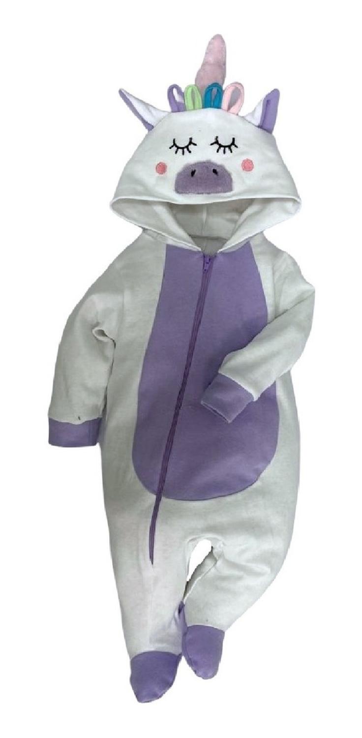 Kit 3 Mamelucos Algodón Kiss para Bebé con Gorro Bordado Cerdita, Unicornio, Coneja