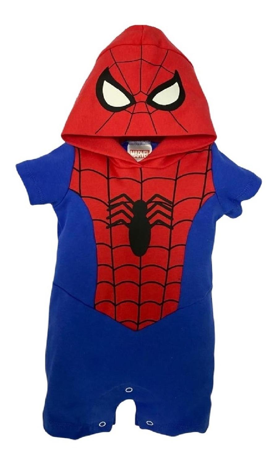 Pañalero Algodon Marvel para Bebé con Gorro Estampado Spiderman
