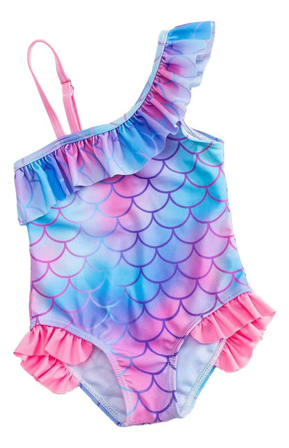 Traje De Baño Entero Para Niña Con Diseño De Escamas Sirena
