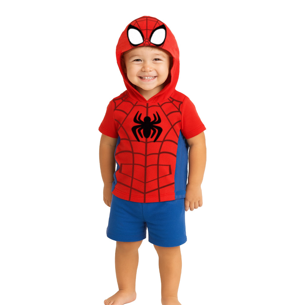 Conjunto Algodón Playera Y Short Estampado Spiderman