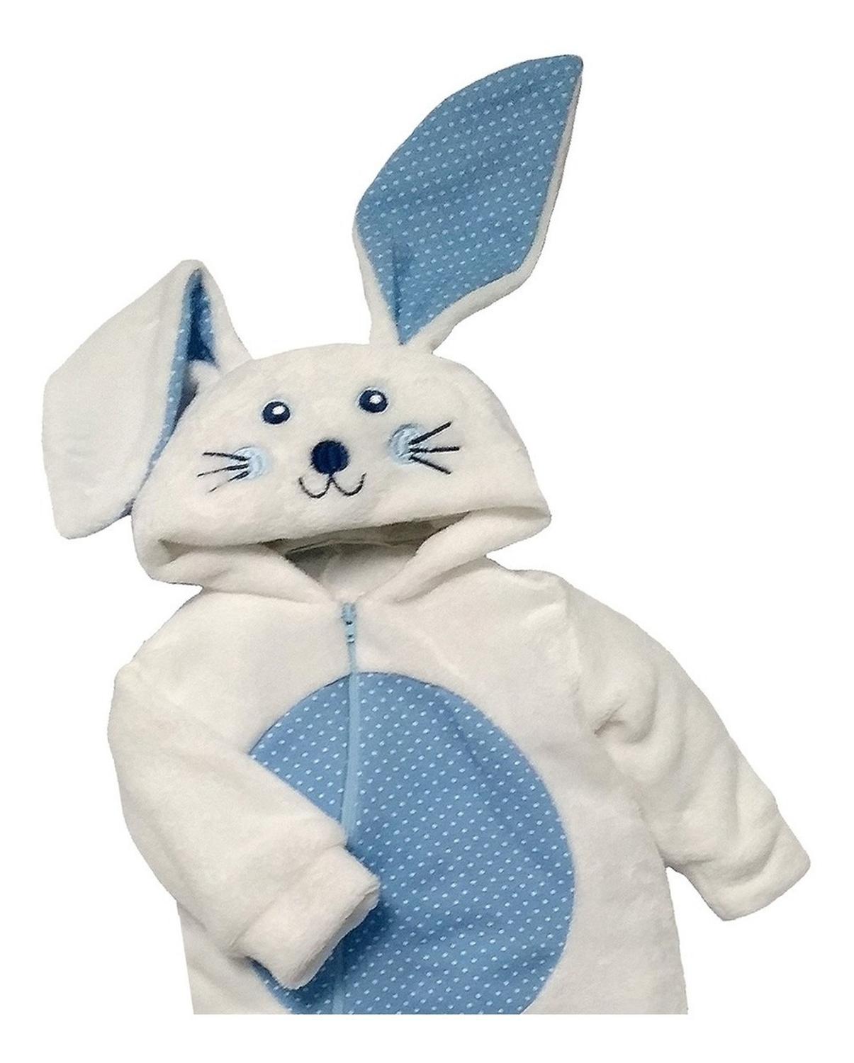 Mameluco Con Gorro Bordado Conejo Azul