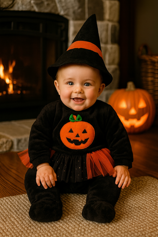 Mameluco Bordado Con Gorro Kiss Halloween Brujita