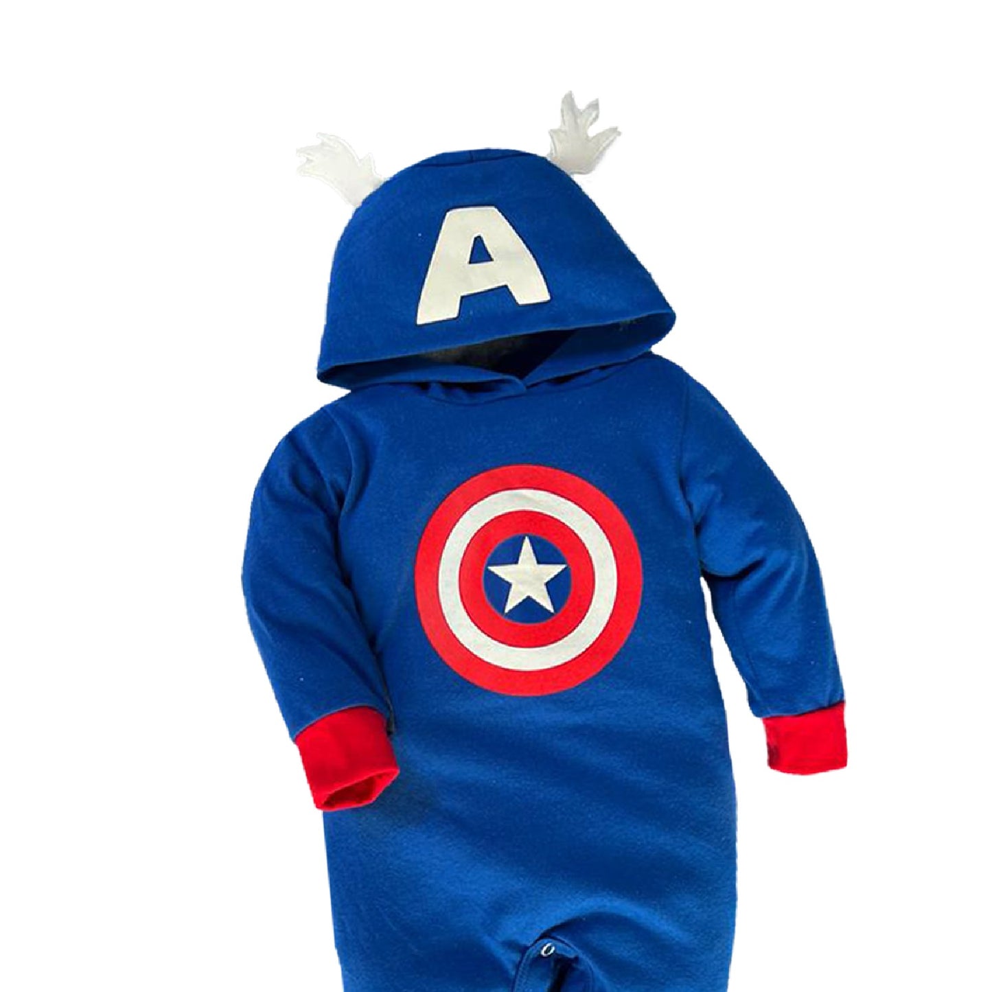Mameluco de algodón estampado con gorro Marvel Capitan America