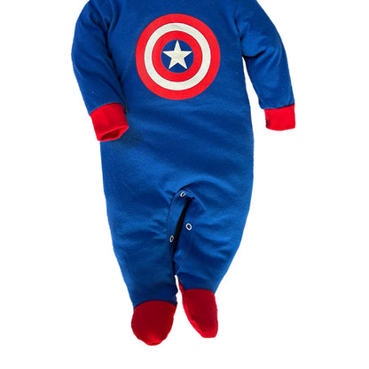 Mameluco de algodón estampado con gorro Marvel Capitan America