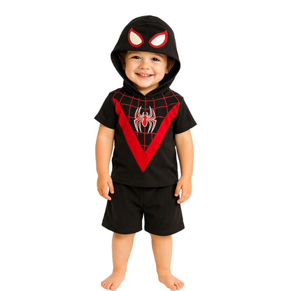 Conjunto Playera Con Gorro Y Short Miles Morales Marvel